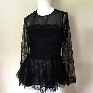 ZARA BASIC SHEER KNIT PEPLUM TOP